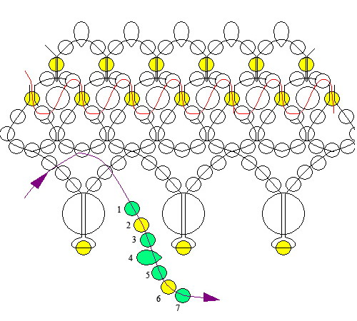 The scheme of the wedding necklace of beads Tatiana