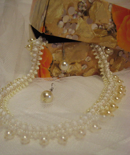 Свадебное ожерелье и серьги