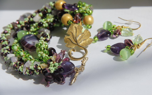 Браслет и серьги hand-made - Виноградник